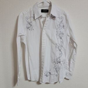 J Campbell White Embroidered Men's Shirt